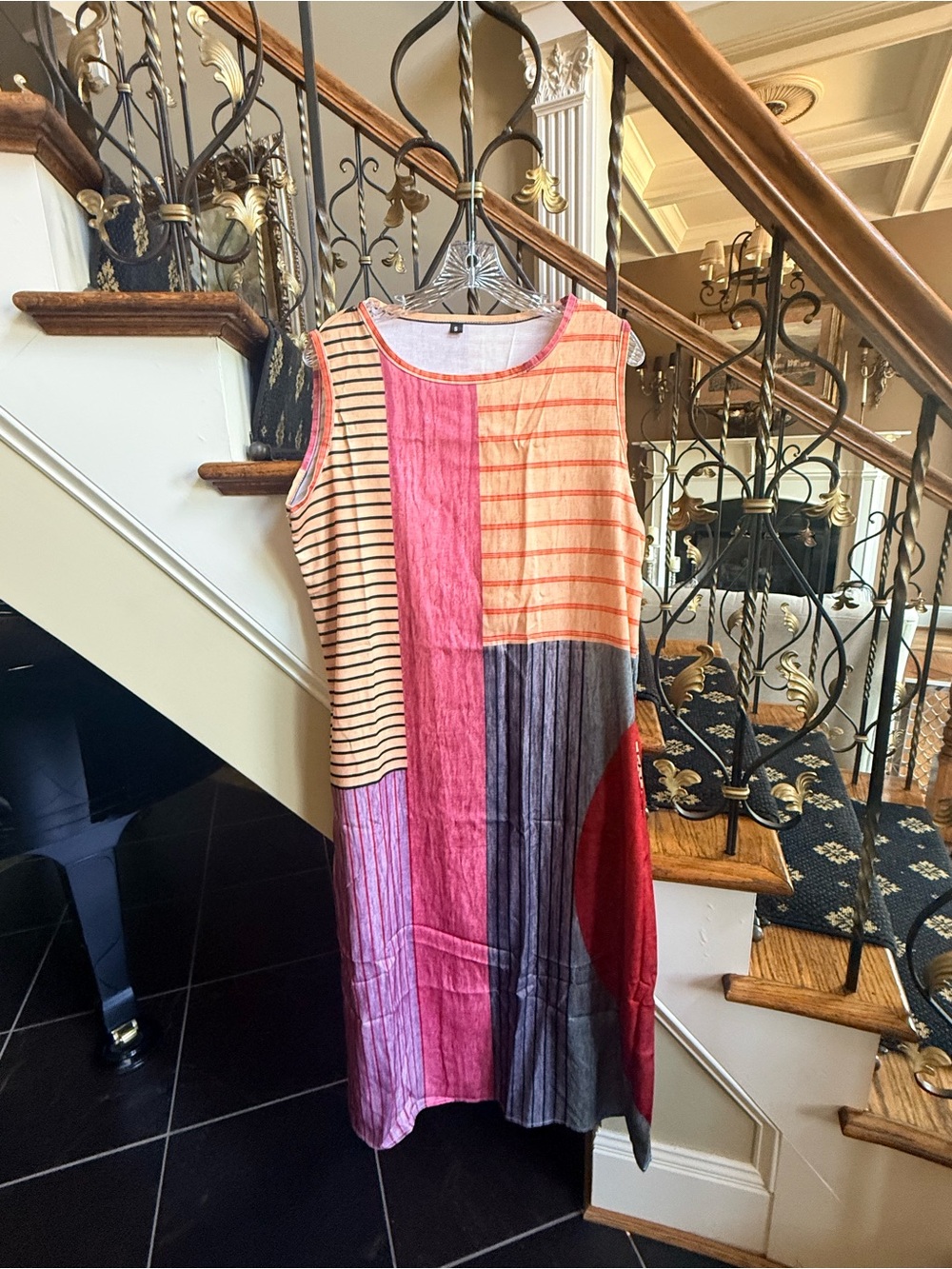 Multi Color NWOT Maxi Dress. Size S short sleeves.